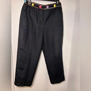 Harry Levine,8, pocketed linen blend, floral, crochet embroidered accents waist